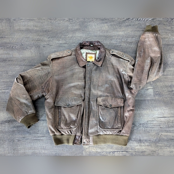 Vintage 90s Hard Rock Cafe Myrtle Beach Bomber Pilot Soft Leather Jacket Size XL - Picture 3 of 10